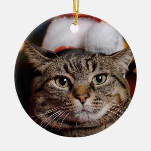 kerstkat keramisch ornament (Voorkant)