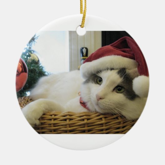 kerstkat keramisch ornament (Voorkant)