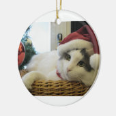 kerstkat keramisch ornament (Links)