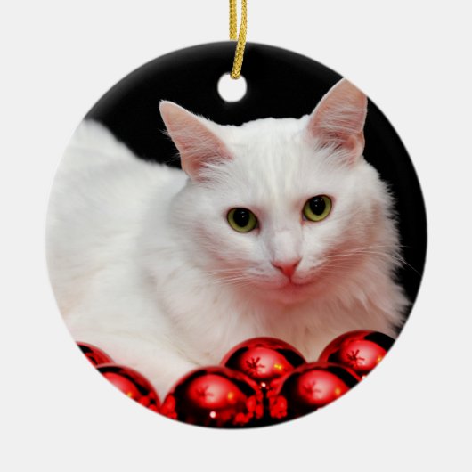 kerstkat keramisch ornament (Voorkant)