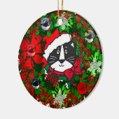kerstkat keramisch ornament (Links)