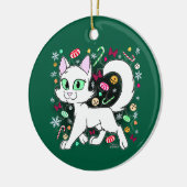 Kerstkat Keramische Versiering (Groen) Keramisch Ornament (Links)