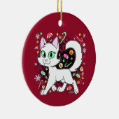 Kerstkat Keramische Versiering (Rood) Keramisch Ornament (Rechts)