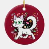 Kerstkat Keramische Versiering (Rood) Keramisch Ornament (Achterkant)