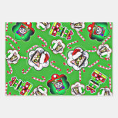 kerstkat - kerstkat met kerstmis inpakpapier vel (Voorkant 2)