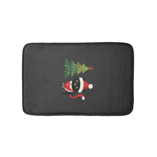Kerstkat Kerstman Boom Vector Badmat (Voorkant)