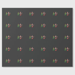 Kerstkat Kerstman Boom Vector Cadeaupapier