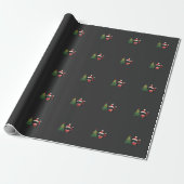 Kerstkat Kerstman Boom Vector Cadeaupapier (Uitgerold)