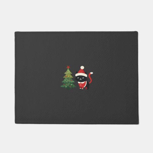 Kerstkat Kerstman Boom Vector Deurmat (Voorkant)