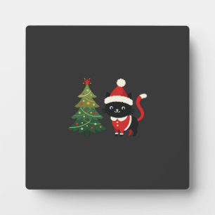 Kerstkat Kerstman Boom Vector Fotoplaat