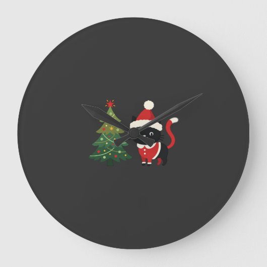 Kerstkat Kerstman Boom Vector Grote Klok (Voorkant)