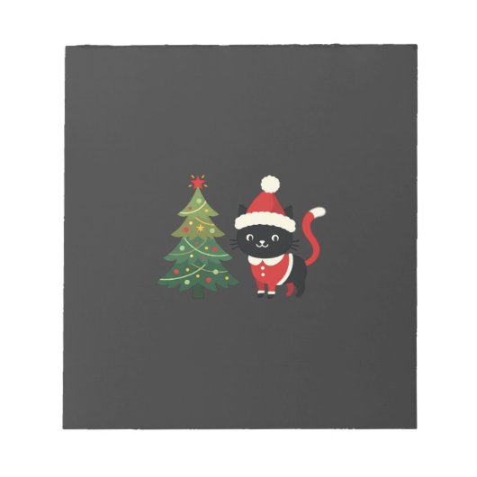 Kerstkat Kerstman Boom Vector Notitieblok (Voorkant)