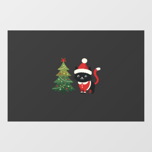 Kerstkat Kerstman Boom Vector Raamsticker (Vel)