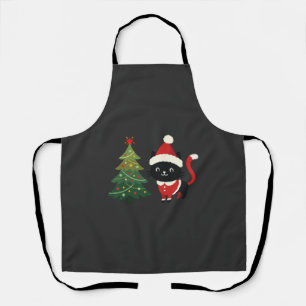Kerstkat Kerstman Boom Vector Schort