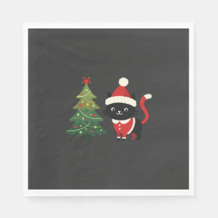 Kerstkat Kerstman Boom Vector Servet