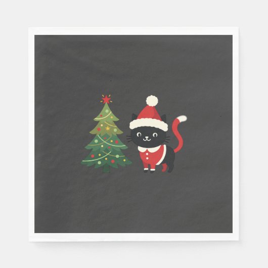 Kerstkat Kerstman Boom Vector Servet (Voorkant)