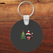Kerstkat Kerstman Boom Vector Sleutelhanger (Voorkant)