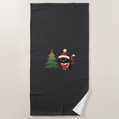 Kerstkat Kerstman Boom Vector Strandlaken (Voorkant)