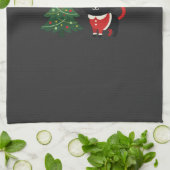 Kerstkat Kerstman Boom Vector Theedoek (Gevouwen)