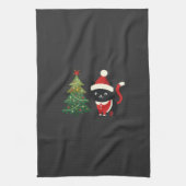 Kerstkat Kerstman Boom Vector Theedoek (Verticaal)