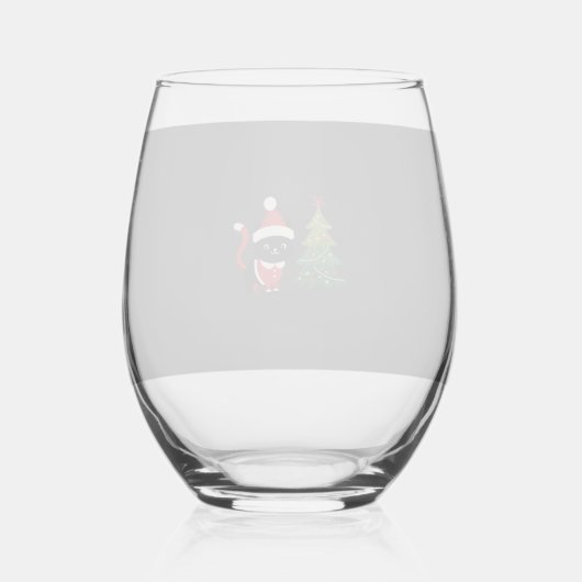 Kerstkat Kerstman Boom Vector Wijnglas Zonder Voet (Voorkant)