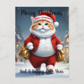 Kerstkat Kerstman, Kerstmis Briefkaart (Voorkant)