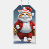 Kerstkat Kerstman, Kerstmis Cadeaulabel (Achterkant)