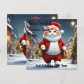 Kerstkat Kerstman, Kerstmis Kaart (Voorkant / Achterkant)
