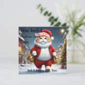 Kerstkat Kerstman, Kerstmis Kaart (Staand voorkant)