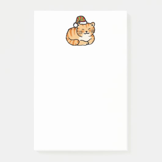 Kerstkat Kerstmis - Knuffelkat met Kerstmanhoed Post-it® Notes (Voorkant)