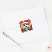 Kerstkat Kerststickers Festieve Cadeaus Vierkante Sticker (Envelop)