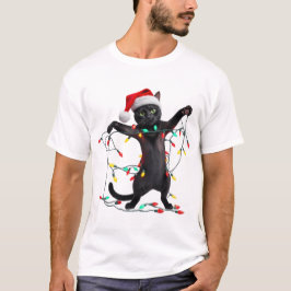 Kerstkat Kerstverlichting T-shirt