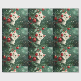 Kerstkat klimt in Kerstboom Cadeaupapier