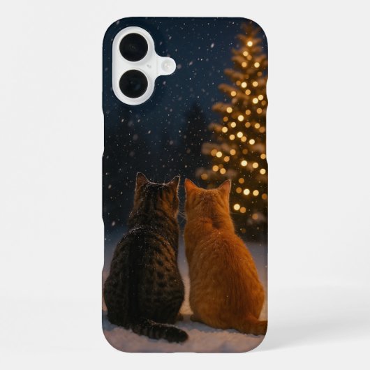 Kerstkat Koppel iPhone Hoesje 16 Plus (Achterkant)