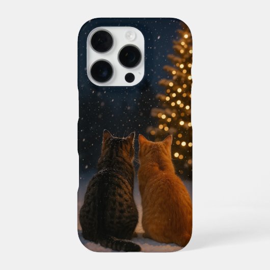 Kerstkat Koppel iPhone Hoesje 16 Pro (Achterkant)