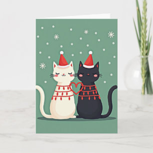 Kerstkat Koppel Liefde Kaart