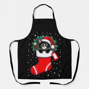 Kerstkat Kous Santa Hoed Denneappels Sneeuw Schort