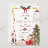 Kerstkat Laat ons feest Uitnodiging (Voorkant)