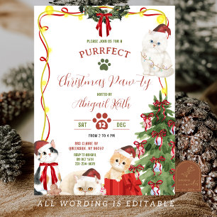 Kerstkat Laat ons feest Uitnodiging