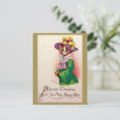 Kerstkat Lady, Louis Wain Briefkaart (Staand voorkant)