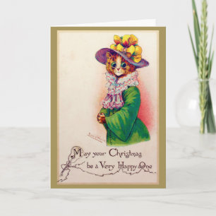 Kerstkat Lady, Louis Wain Kaart