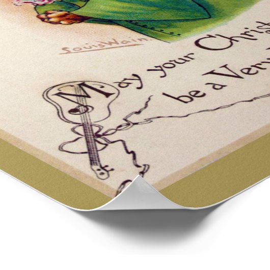 Kerstkat Lady, Louis Wain Poster (Hoek)