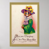 Kerstkat Lady, Louis Wain Poster (Voorkant)
