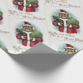 Kerstkat, Louis Wain Cadeaupapier (Hoek)