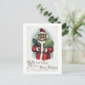 Kerstkat, Louis Wain Feestdagenkaart (Staand voorkant)