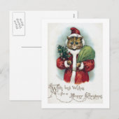 Kerstkat, Louis Wain Feestdagenkaart (Voorkant / Achterkant)