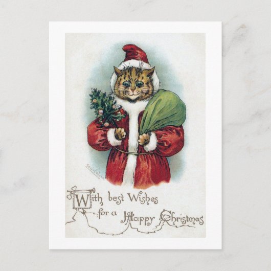 Kerstkat, Louis Wain Feestdagenkaart (Voorkant)