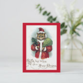 Kerstkat, Louis Wain Feestdagenkaart (Staand voorkant)