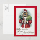 Kerstkat, Louis Wain Feestdagenkaart (Voorkant / Achterkant)