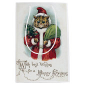 Kerstkat, Louis Wain Medium Cadeauzakje (Voorkant)